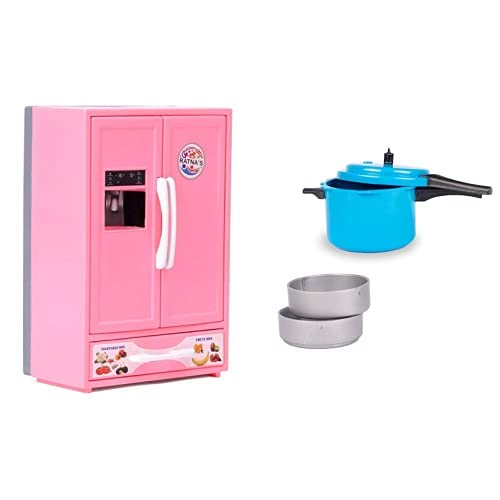 RELOSTA Plastic Toy Refrigerator Role Play Household Kitchen Appliance Miniature Toy for Kids, Pink