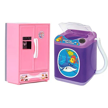 RELOSTA Plastic Toy Refrigerator Role Play Household Kitchen Appliance Miniature Toy for Kids, Pink