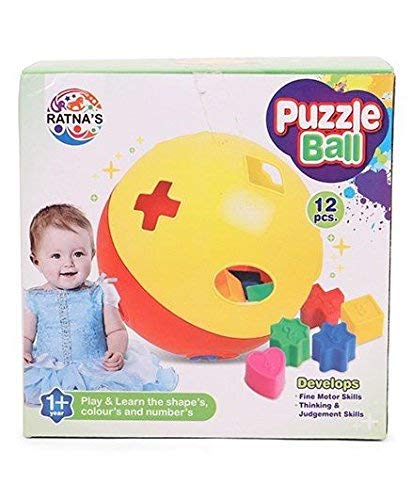 RELOSTA Educational Puzzle Ball for Kids 2 in 1. Let Them Learn time with Shapes,Multicolor