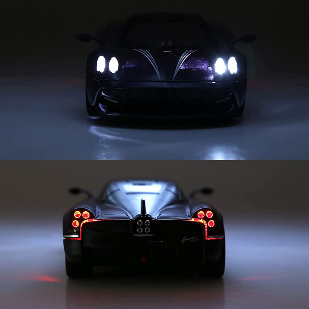 RELOSTA 1:24 Alloy Die Cast Metal Car Model Huayra Alloy Diecast Scale Metal Car with Sound Light Openable Door Pullback Toy Car for Kids Best Gifts Toys for Boys