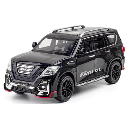 RELOSTA Alloy Die Cast Metal Car 1:24 Scale Model Petrol Alloy Diecast Metal Car with Light Sound Openable Door Pullback Toy Car for Kids Best Gifts Toys for Boys