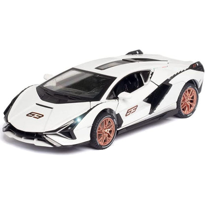 RELOSTA Sian63 Die Cast Metal Car Scale Model Alloy Diecast Metal Car with Light Sound Openable Door Pullb132 ack Toy Car for Kids Best Gifts Toys for Boys