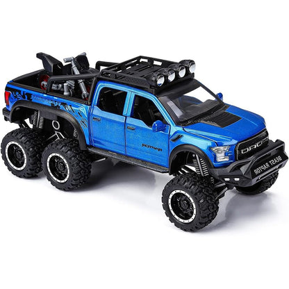 RELOSTA Exclusive 1:24 Raptor Toy Car Metal Diecast Car for Kids Pull Back Die Cast Metal Pullback Toy car with Openable Doors Light Music Boys Gifts Toys