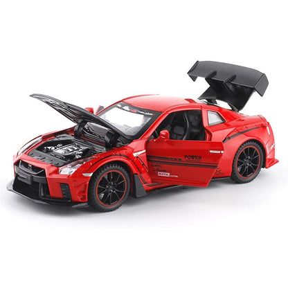 RELOSTA 1:32 Supra Die Cast Metal Car Scale Model R35 Alloy Diecast Metal Car With Light Sound Openable Door Pullback Toy Car For Kids Best Gifts Toys For Boys, Multicolor