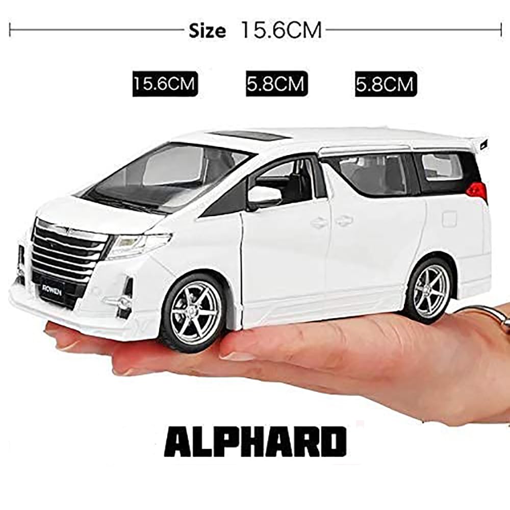 RELOSTA 1:32 Alphard Alloy Die Cast Metal Car Model Diecast Metal Car With Light Sound Openable Door Pullback Toy Car (Multicolor)