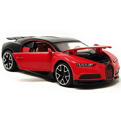 RELOSTA 1:32 Diecast Metal Car Model Chiron Toy Cars For Kids Pull Back Openable Doors With Light Sound|Multicolor