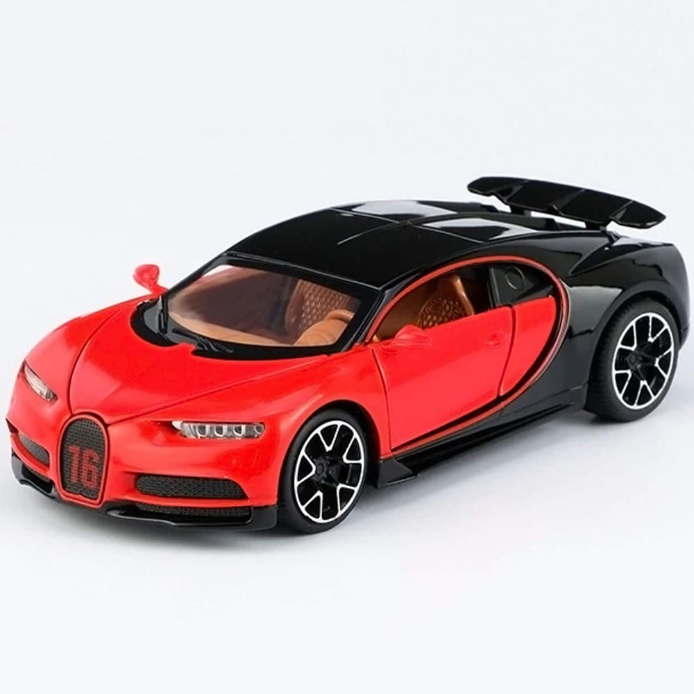 RELOSTA 1:32 Diecast Metal Car Model Chiron Toy Cars For Kids Pull Back Openable Doors With Light Sound|Multicolor