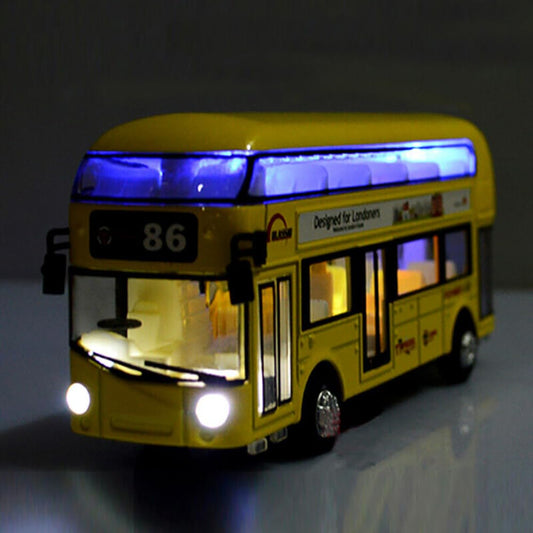 RELOSTA Toy Bus Double Decker Bus Diecast Metal Alloy Bus Toy For Kids Light Music Open Door Collection Bus Toys For Boy Kids, Multi Color