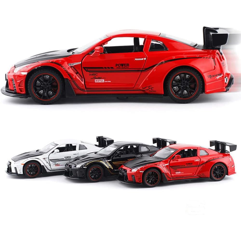 RELOSTA 1:32 Supra Die Cast Metal Car Scale Model R35 Alloy Diecast Metal Car With Light Sound Openable Door Pullback Toy Car For Kids Best Gifts Toys For Boys, Multicolor