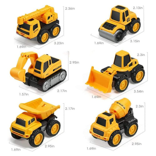 RELOSTA Mini Excavator Construction Bulldozer Long Crane Engineering Vehicle Set of 6 Model