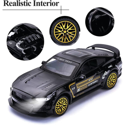 RELOSTA 1:32 Diecast Metal Car Model Mastang Toy Cars for Kids Pull Back Openable Doors with Light Sound