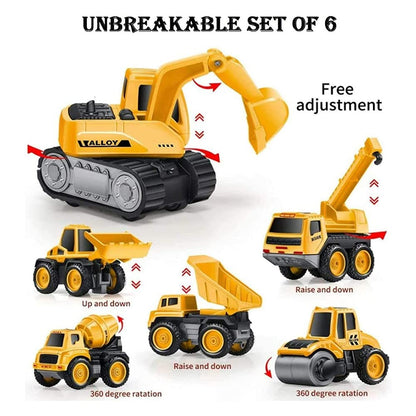 RELOSTA Mini Excavator Construction Bulldozer Long Crane Engineering Vehicle Set of 6 Model