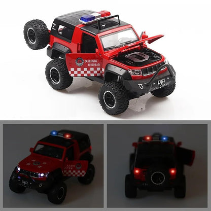 RELOSTA 1:32 Diecast Jeep Police Toy Car For Kids Car Pullback Die Cast Metal Car Pull Back Toy Car With Openable Doors Light Music Boys Gifts Toys For Kids, Multicolor