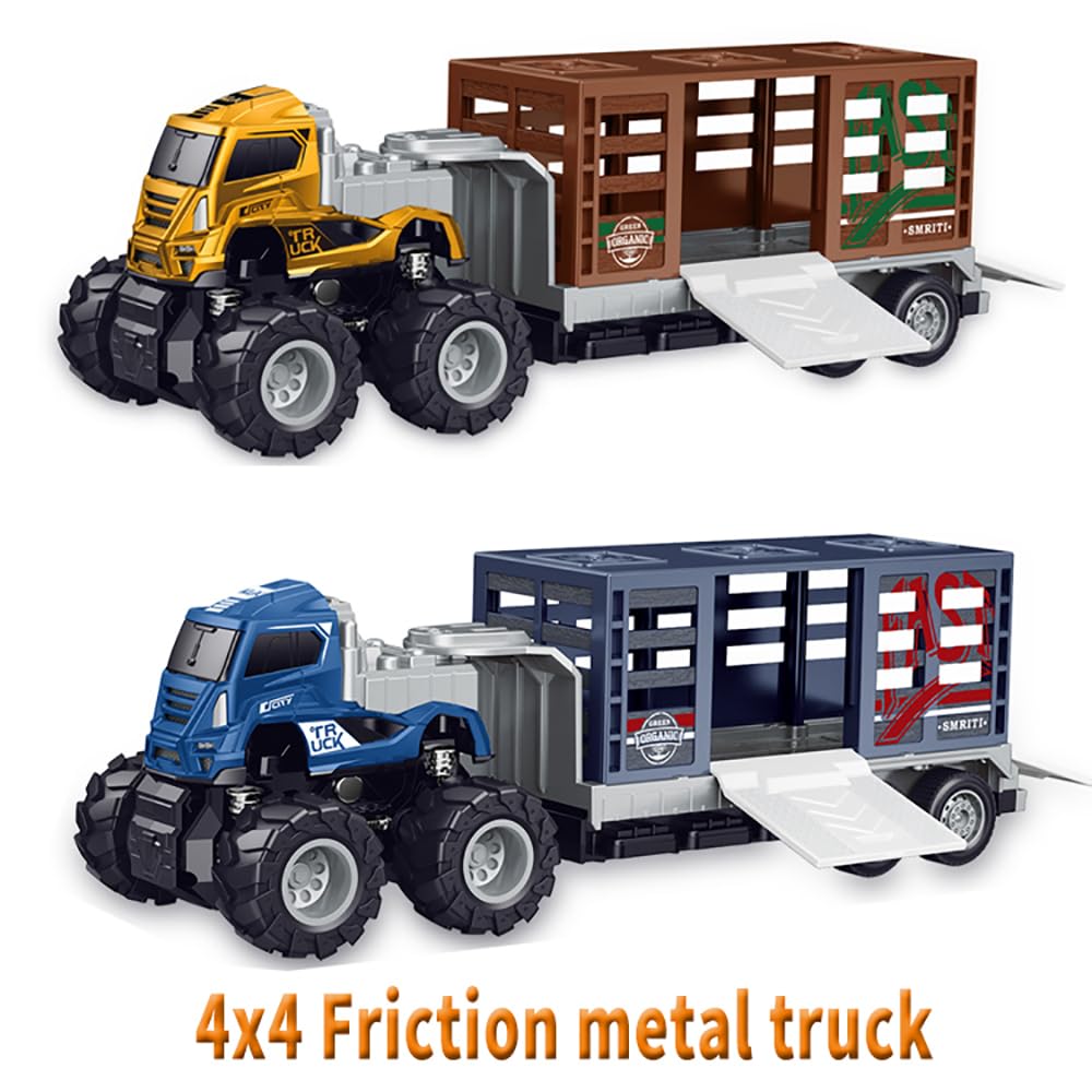 RELOSTA 1:43 Lion Truck Toy Animal Transport Vehicle Diecast Alloy Models Truck Friction Power Big Truck Toys Miniature Car Vehicle Toy for Kids