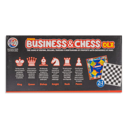 RELOSTA 2 in 1 Business and Chess Deluxe Board Game with Biscuit Coins for Kids - Perfect Family Strategy Game for All Ages