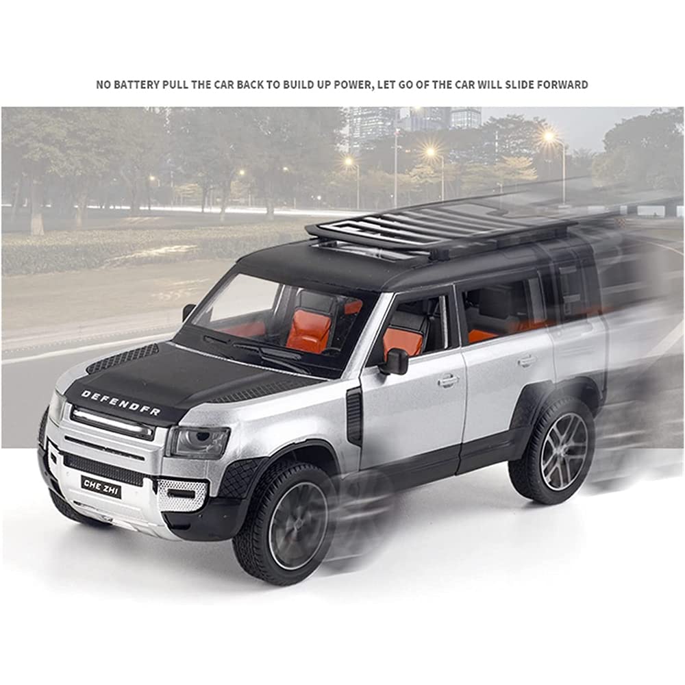 RELOSTA 1:24 Diecast Metal Car Model Defender Toy Cars For Kids Pull Back Openable Doors With Light Sound, Multi color