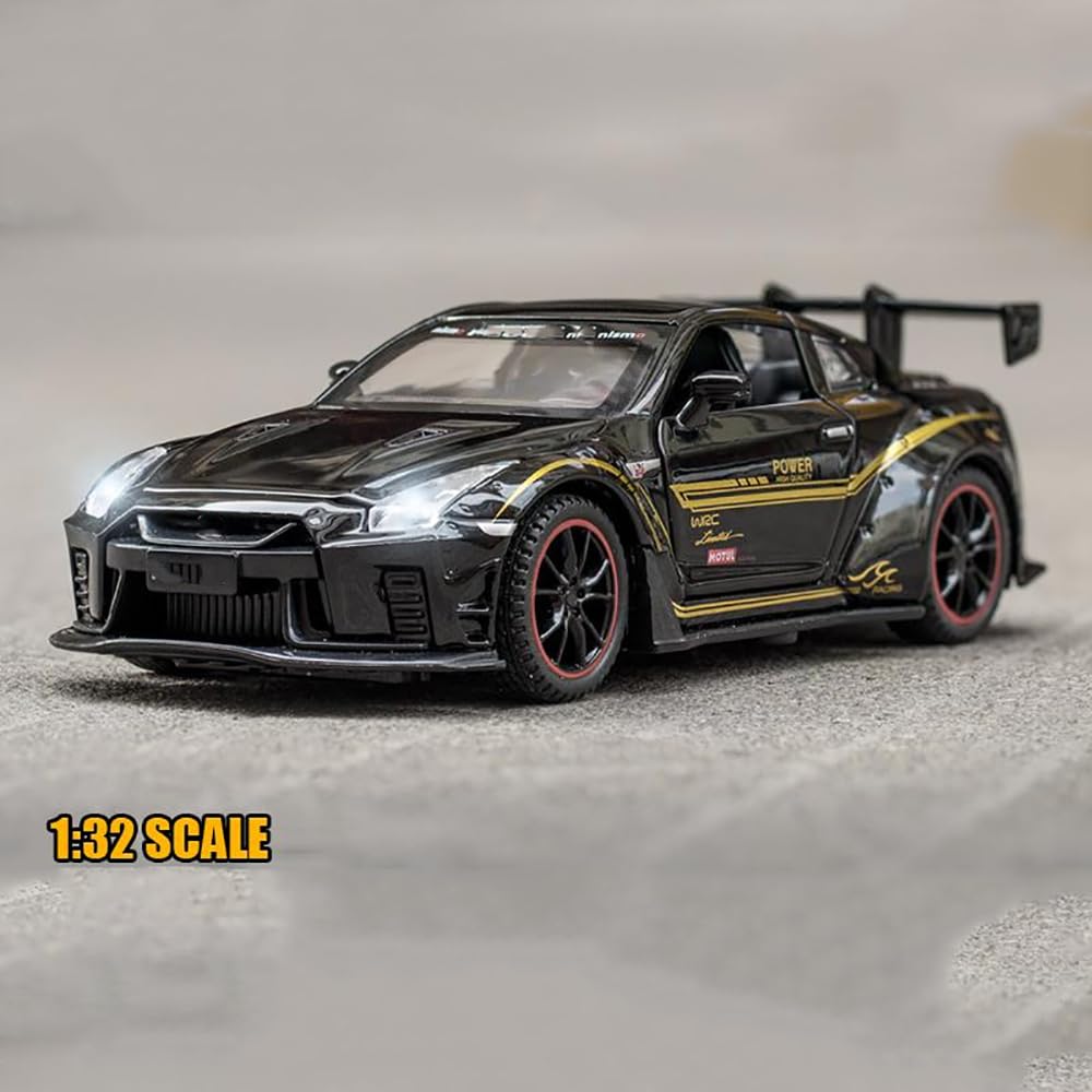 RELOSTA 1:32 Supra Die Cast Metal Car Scale Model R35 Alloy Diecast Metal Car With Light Sound Openable Door Pullback Toy Car For Kids Best Gifts Toys For Boys, Multicolor