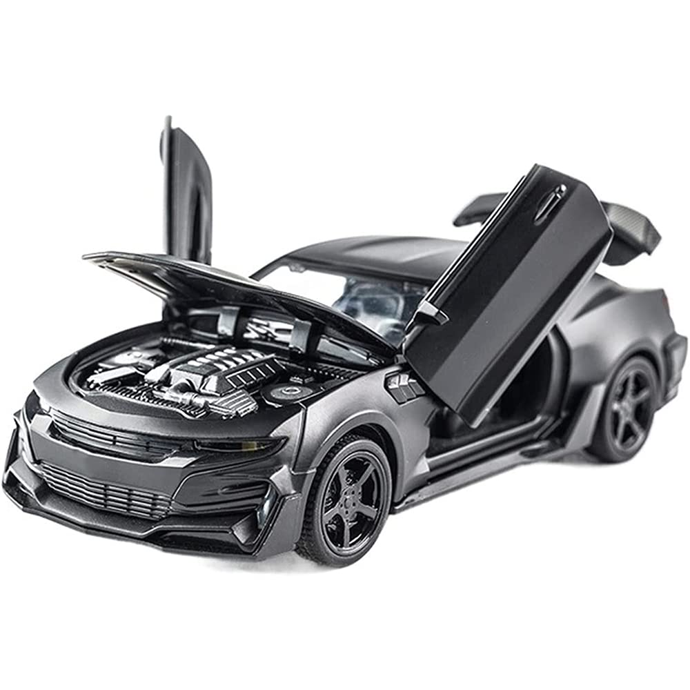 RELOSTA 1:32 Diecast Metal Car Model Chevi Camro Toy Cars for Kids Pull Back Openable Doors with Light Sound