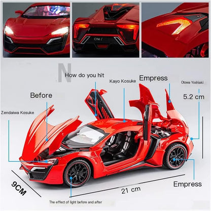 RELOSTA 1:24 Diecast Metal Car Model Hyper Sport Toy Cars For Kids Pull Back Openable Doors With Light Sound|Multicolor