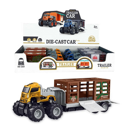 RELOSTA 1:43 Lion Truck Toy Animal Transport Vehicle Diecast Alloy Models Truck Friction Power Big Truck Toys Miniature Car Vehicle Toy for Kids