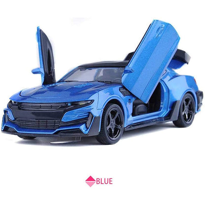 RELOSTA 1:32 Diecast Metal Car Model Chevi Camro Toy Cars for Kids Pull Back Openable Doors with Light Sound