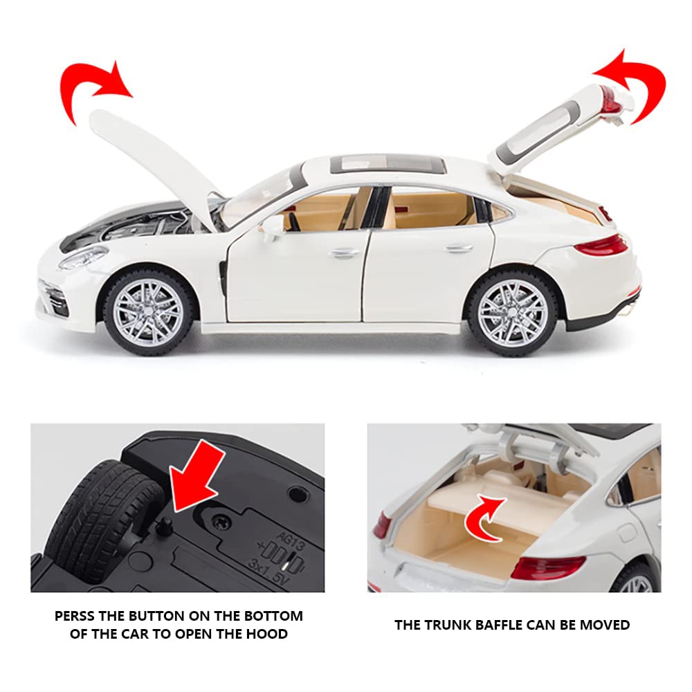 RELOSTA 1:24 Diecast Metal Car Model Panamara Toy Cars For Kids Pull Back Openable Doors With Light Sound|Multicolor