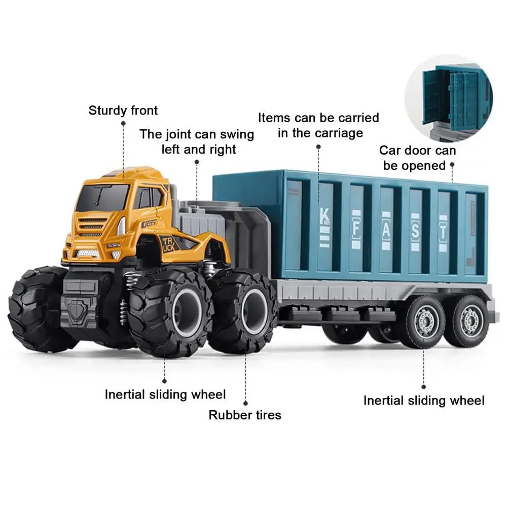 RELOSTA Toy Truck Diecast Alloy Logistic Transportation Truck for Kids 2 Year Above Friction Powered Miniature Toy for Kids Boys and Girls Best Gift Truck Toys