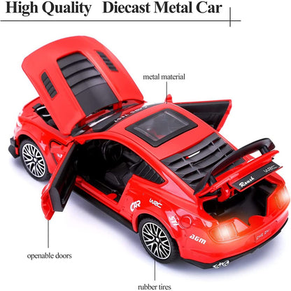 RELOSTA 1:32 Diecast Metal Car Model Mastang Toy Cars for Kids Pull Back Openable Doors with Light Sound