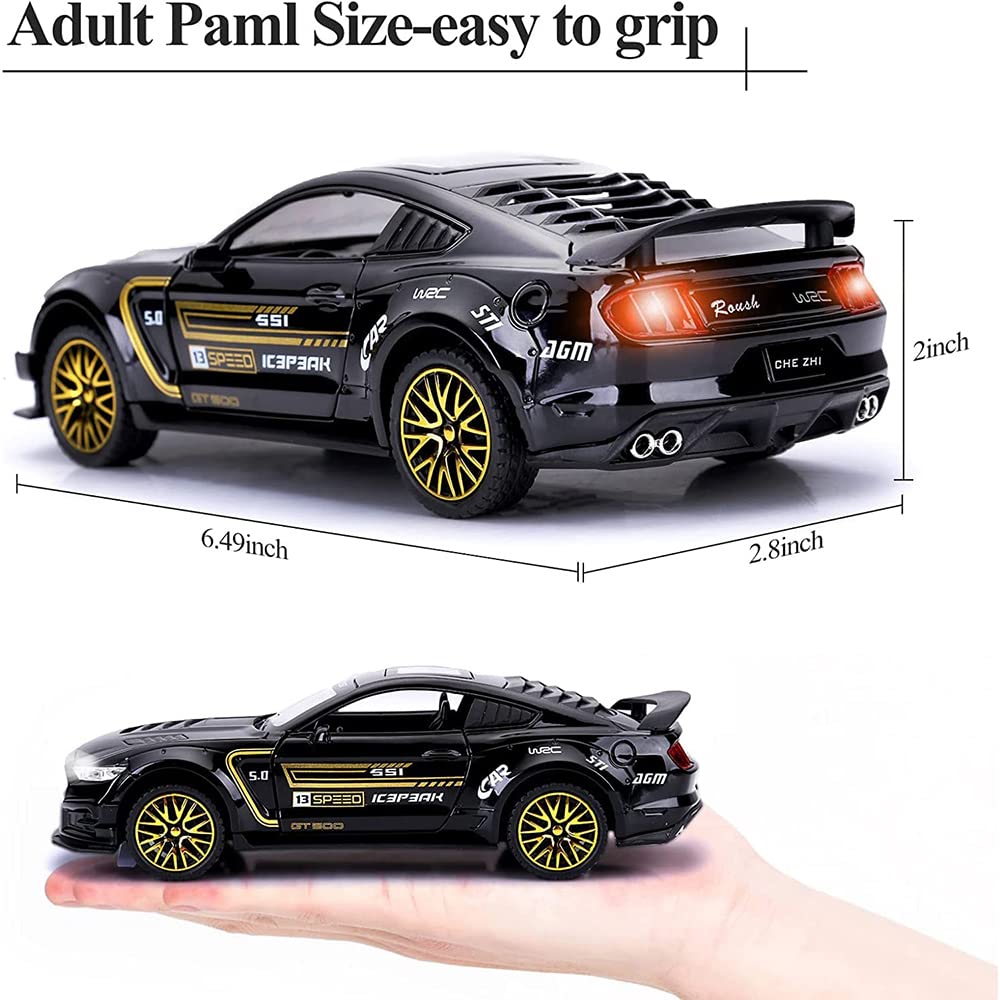 RELOSTA 1:32 Diecast Metal Car Model Mastang Toy Cars for Kids Pull Back Openable Doors with Light Sound