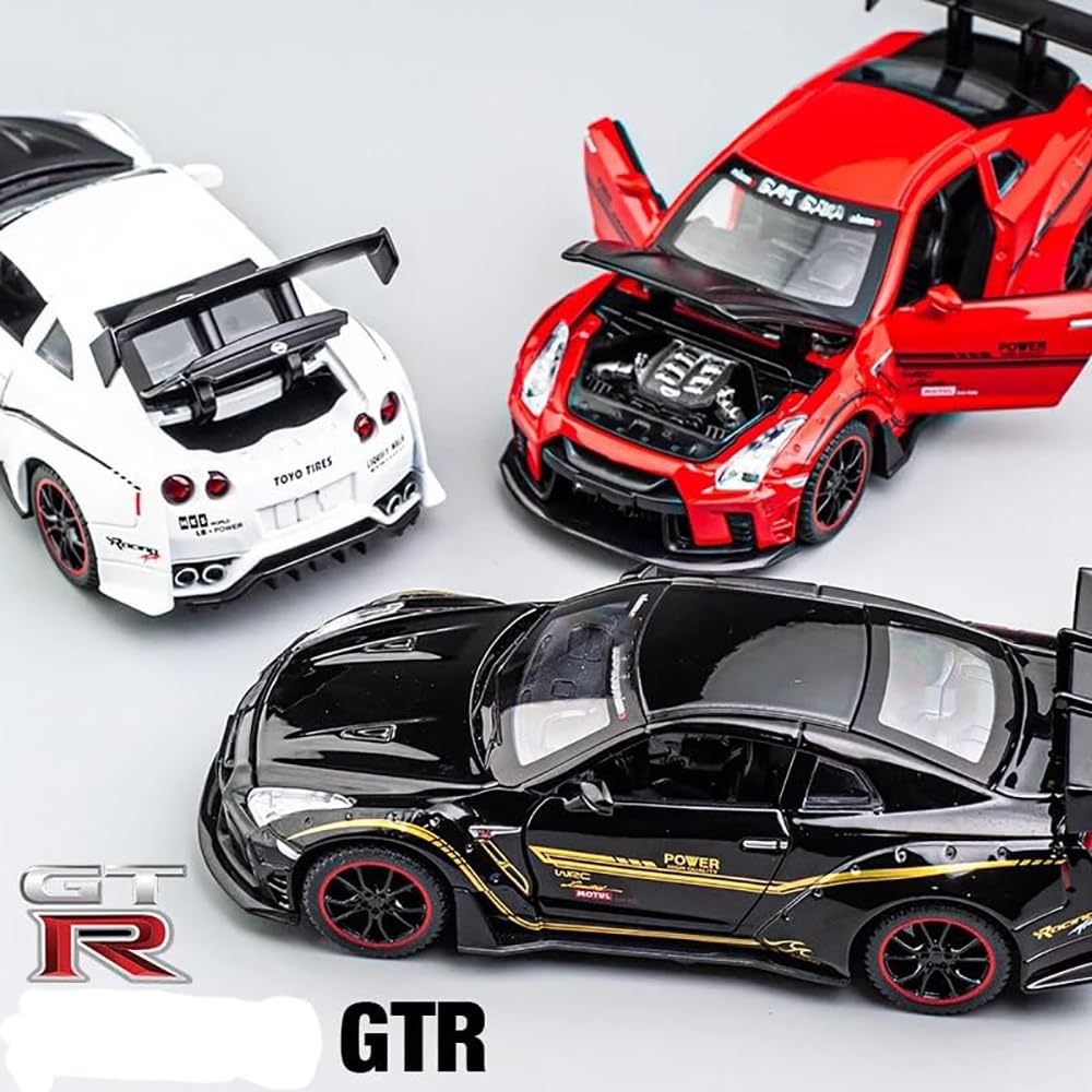 RELOSTA 1:32 Supra Die Cast Metal Car Scale Model R35 Alloy Diecast Metal Car With Light Sound Openable Door Pullback Toy Car For Kids Best Gifts Toys For Boys, Multicolor