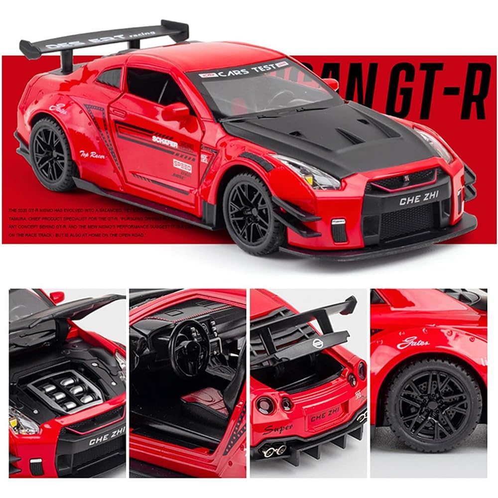 RELOSTA 1:32 Supra Die Cast Metal Car Scale Model R35 Alloy Diecast Metal Car With Light Sound Openable Door Pullback Toy Car For Kids Best Gifts Toys For Boys, Multicolor