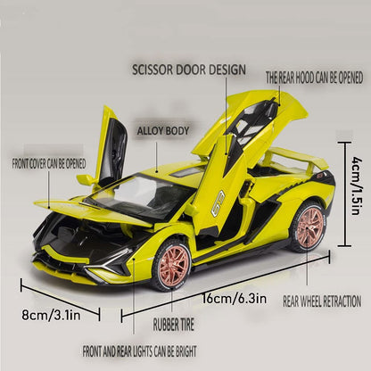 RELOSTA Sian63 Die Cast Metal Car Scale Model Alloy Diecast Metal Car with Light Sound Openable Door Pullb132 ack Toy Car for Kids Best Gifts Toys for Boys