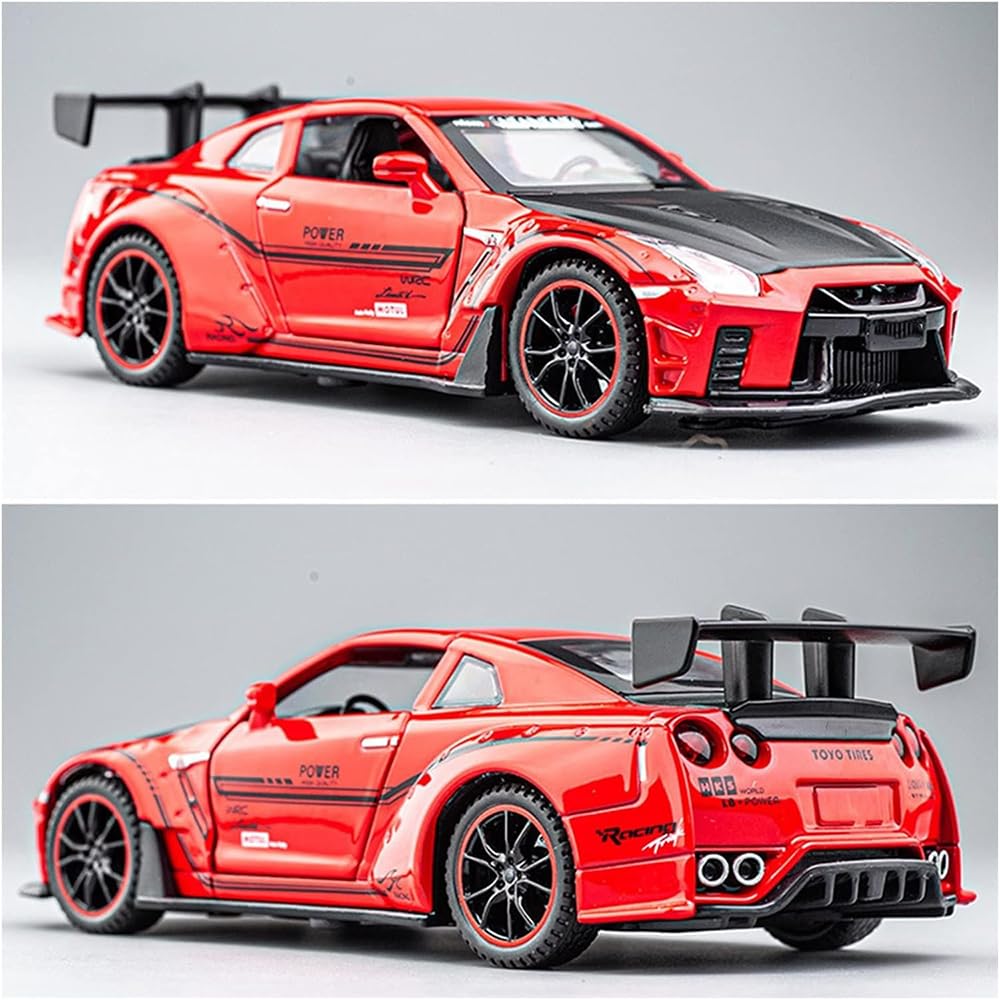 RELOSTA 1:32 Supra Die Cast Metal Car Scale Model R35 Alloy Diecast Metal Car With Light Sound Openable Door Pullback Toy Car For Kids Best Gifts Toys For Boys, Multicolor