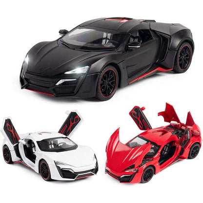 RELOSTA 1:24 Diecast Metal Car Model Hyper Sport Toy Cars For Kids Pull Back Openable Doors With Light Sound|Multicolor