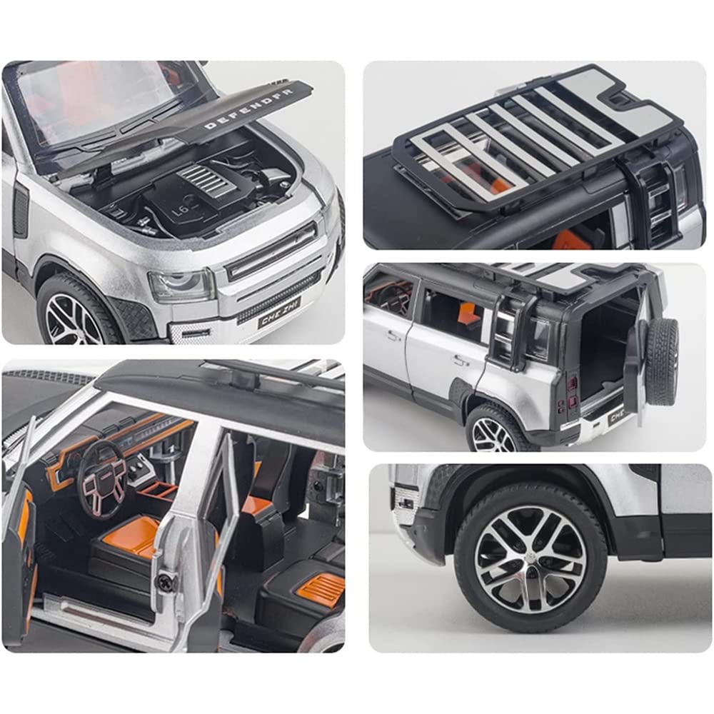 RELOSTA 1:24 Diecast Metal Car Model Defender Toy Cars For Kids Pull Back Openable Doors With Light Sound, Multi color