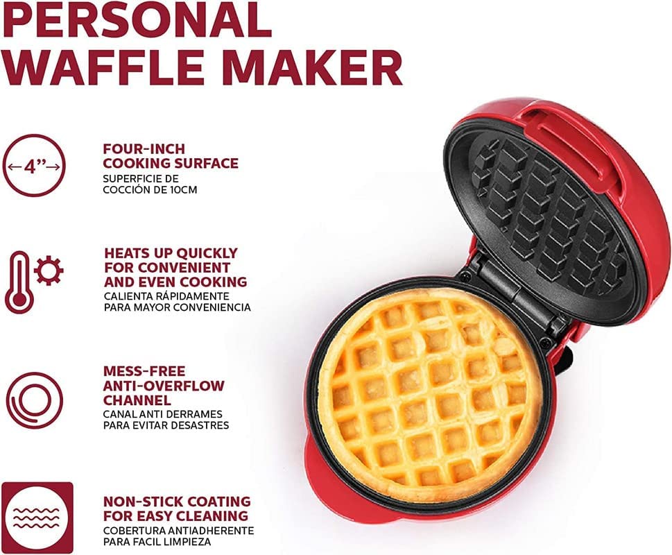 RELOSTA Mini Waffle Maker 350 Watts Stainless Steel Non-Stick Electric Machine for Individual Belgian Waffles Maker Pan Cakes Maker Paninis or Other Sweet Snacks ( 4 Inch )