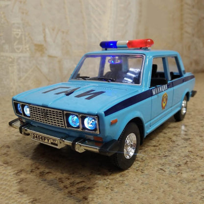 RELOSTA 1:24 Scale Police Toy Car Die Cast Metal Car Police Jeep Diecast Metal Car Model Car for Kids Light Sound Pullback with Openable 6 Doors