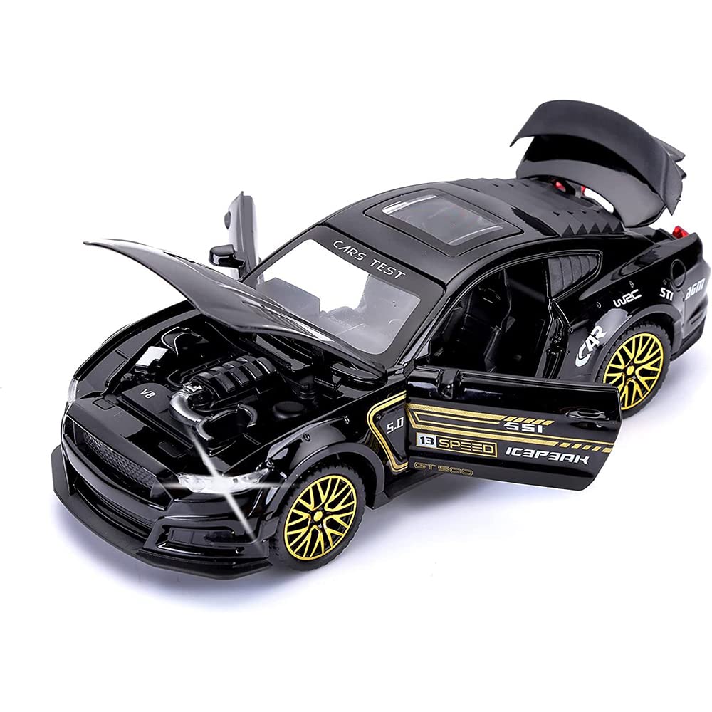 RELOSTA 1:32 Mustang Die Cast Metal Car Scale Model Alloy Diecast Metal Car with Light Sound Openable Door Pullback Toy Car for Kids Best Gifts Toys for Boys