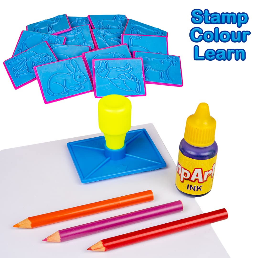 RELOSTA Educational Art & Craft Stamp Art Animal Big with 12 Different Animal Stamps for Kids Ages 3+