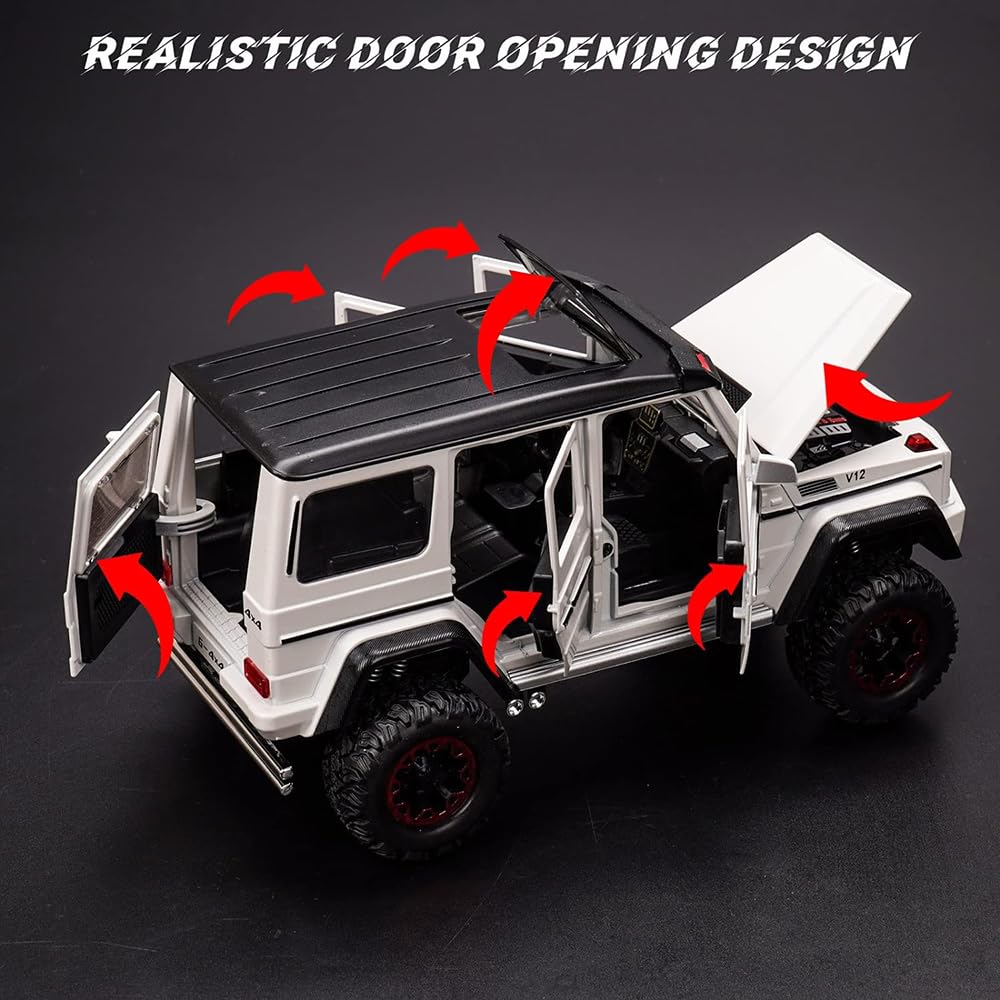 RELOSTA Model G Wagon 4X4 Die Cast Metal Car 124 Diecast Metal Car with Light Sound Openable Door Pullback Toy Car for Kids Best Gifts Toys for Boys