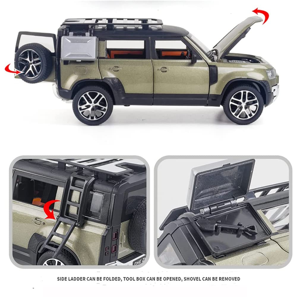 RELOSTA 1:24 Diecast Metal Car Model Defender Toy Cars For Kids Pull Back Openable Doors With Light Sound, Multi color