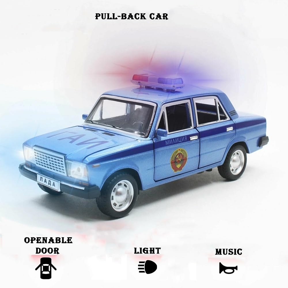 RELOSTA 1:24 Scale Police Toy Car Die Cast Metal Car Police Jeep Diecast Metal Car Model Car for Kids Light Sound Pullback with Openable 6 Doors