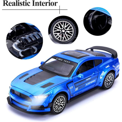 RELOSTA 1:32 Diecast Metal Car Model Mastang Toy Cars for Kids Pull Back Openable Doors with Light Sound