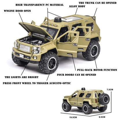 RELOSTA 1:24 G Patton Alloy Die Cast Metal Car Model Diecast Metal Car Openable Door With Sound Light Pullback Toy Car For Kids Best Gifts Toys For Boys,Multicolor