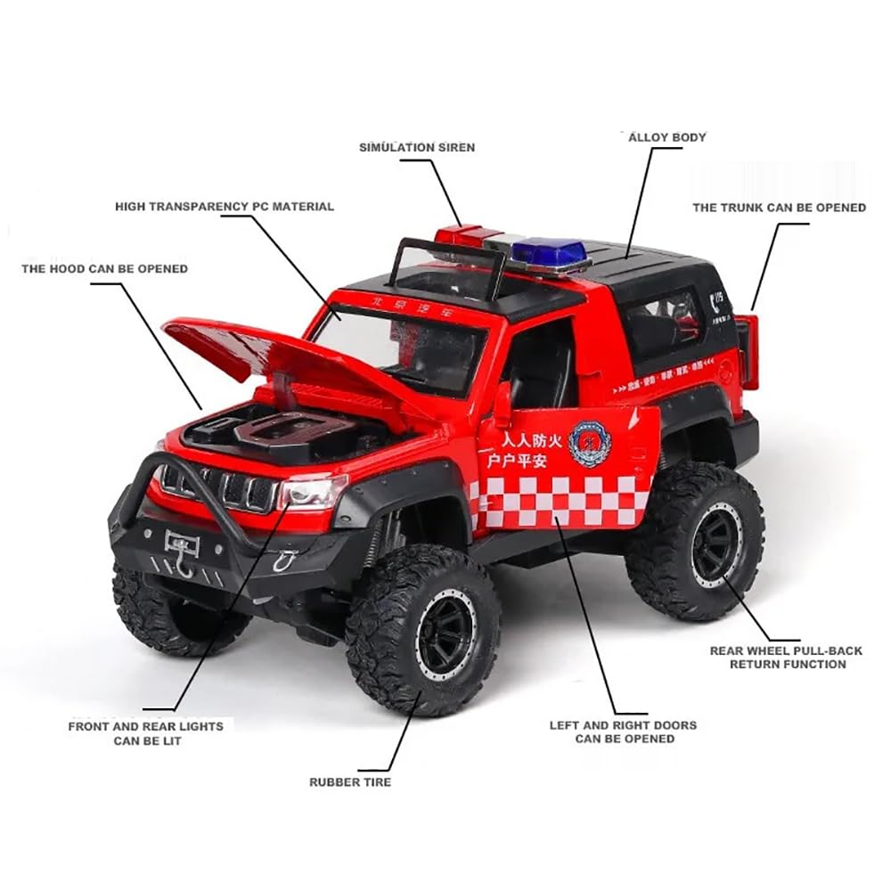 RELOSTA 1:32 Diecast Jeep Police Toy Car For Kids Car Pullback Die Cast Metal Car Pull Back Toy Car With Openable Doors Light Music Boys Gifts Toys For Kids, Multicolor