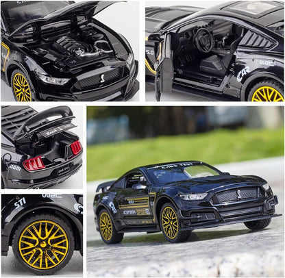 RELOSTA 1:32 Mustang Die Cast Metal Car Scale Model Alloy Diecast Metal Car with Light Sound Openable Door Pullback Toy Car for Kids Best Gifts Toys for Boys