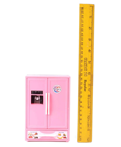 RELOSTA Plastic Toy Refrigerator Role Play Household Kitchen Appliance Miniature Toy for Kids, Pink