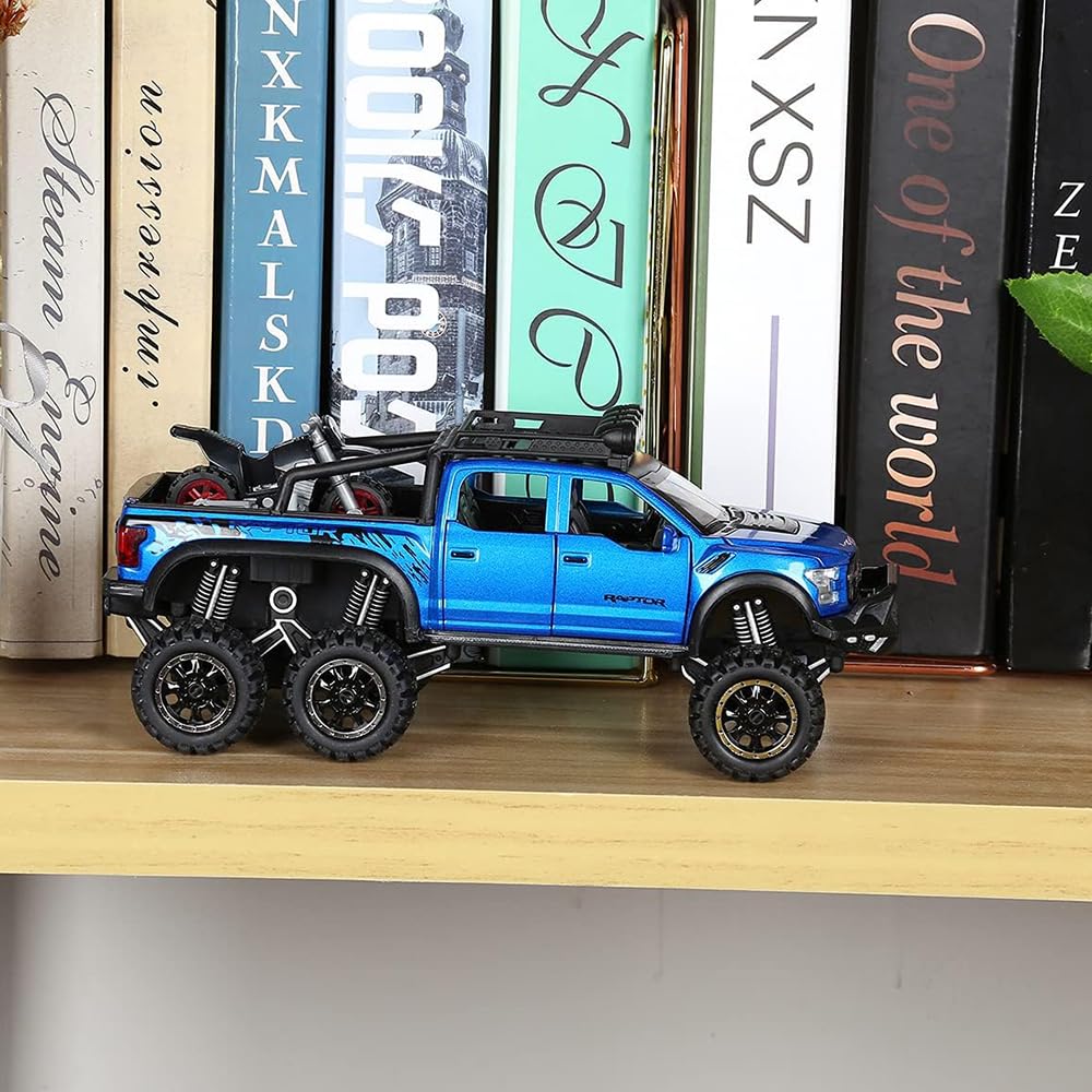 RELOSTA Exclusive 1:24 Raptor Toy Car Metal Diecast Car for Kids Pull Back Die Cast Metal Pullback Toy car with Openable Doors Light Music Boys Gifts Toys