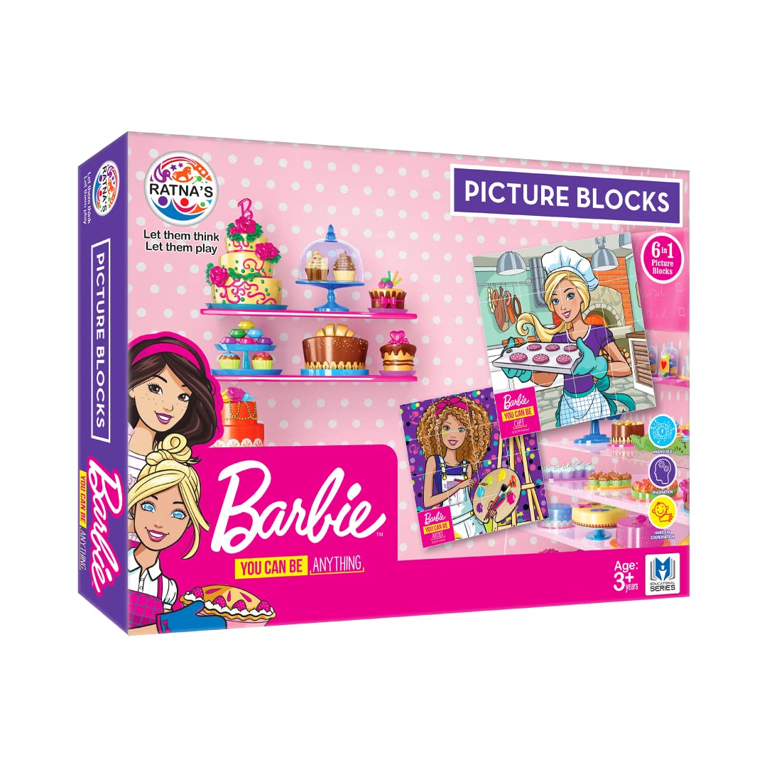 RELOSTA Barbie 6 in 1 Career Oriented Picture Blocks for Girls.