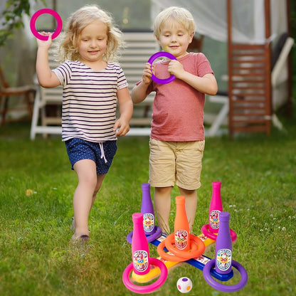 RELOSTA 2 in 1 Colour Match Ring toss Unicorn Print Target Game Set - Indoor & Outdoor Game for Kids